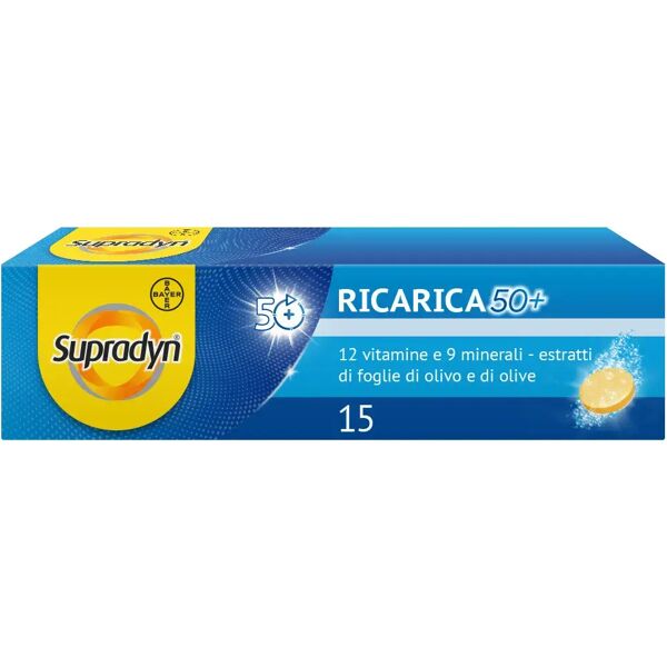 supradyn ricarica 50+ integratore vitamine e minerali con antiossidanti, 15 compresse effervescenti