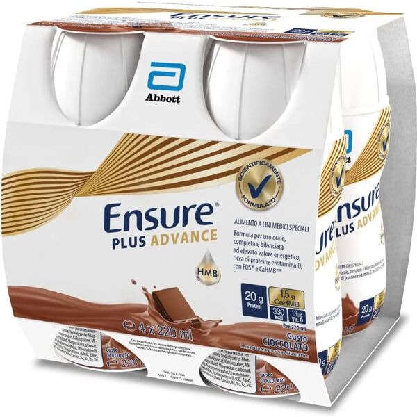 ensure plus advance alimento a fini medici speciali ipercalorico e iperproteico cioccolato 4x220ml