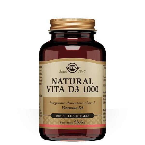 solgar natural vita d3 vitamina d 1000 per muscoli e ossa 100 perle softgel