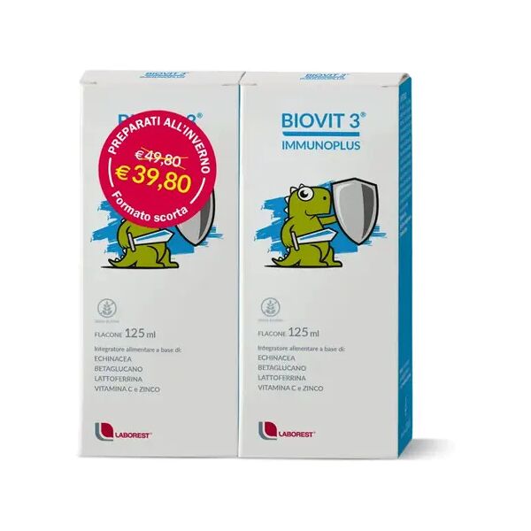 laborest biovit 3 immunoplus integratore per difese immunitarie bambini promo bipacco 2x125 ml