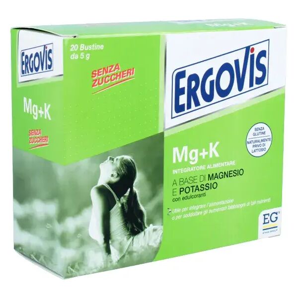 ergovis mg+k senza zuccheri integratore di magnesio e potassio 20 bustine