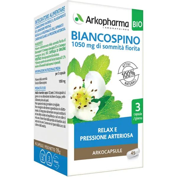 arkocapsule biancospino bio integratore rilassante 45 capsule