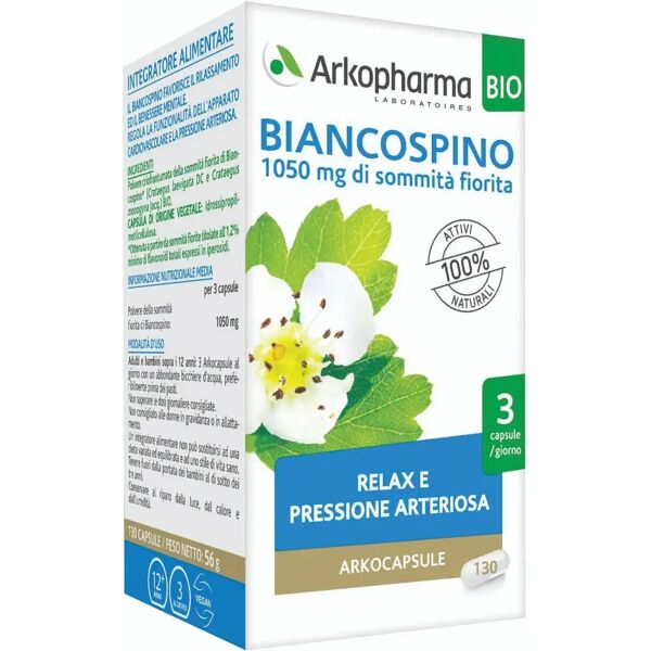 arkocapsule biancospino bio integratore relax e pressione arteriosa 130 capsule