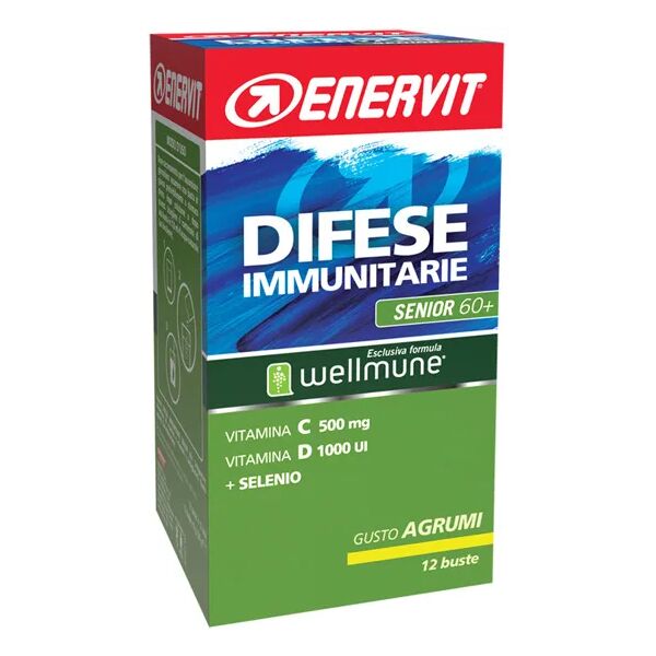 enervit difese immunitarie senior 60+ integratore di vitamine e minerali gusto agrumi 12 bustine