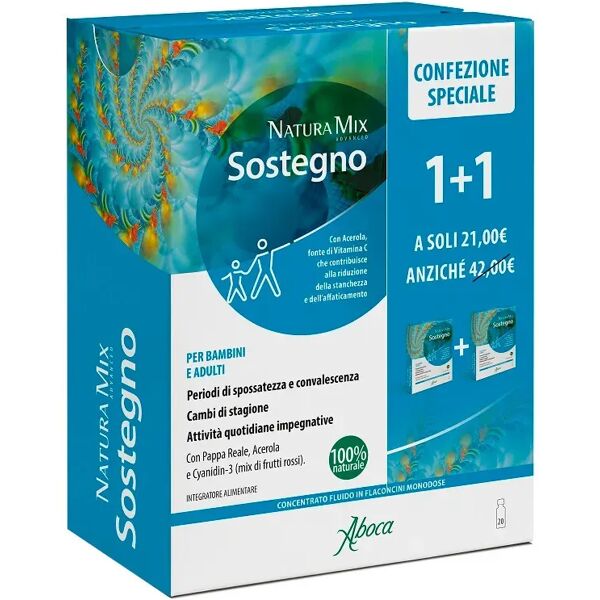 aboca natura mix advanced sostegno per stanchezza ed affaticamento promo bipacco 10 + 10 flaconcini in regalo