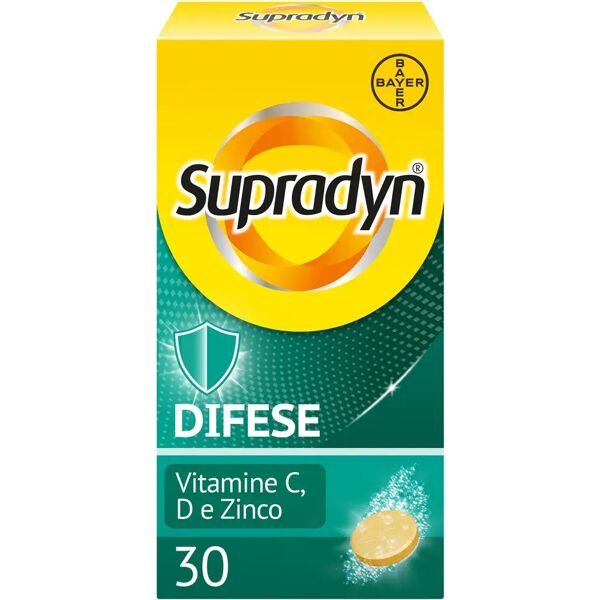 supradyn difese adulto integratore sistema immunitario con vitamina c, d e zinco 30 compresse effervescenti