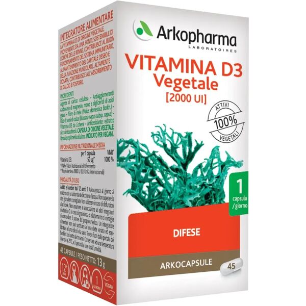 arkopharma vitamina d3 vegetale integratore 45 capsule