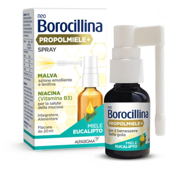 neoborocillina alfasigma propolmiele+ spray integratore per il benessere della gola miele eucalipto 20 ml