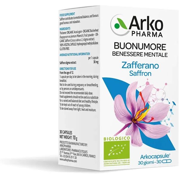 arkocapsule arkopharma zafferano bio integratore per umore 30 capsule