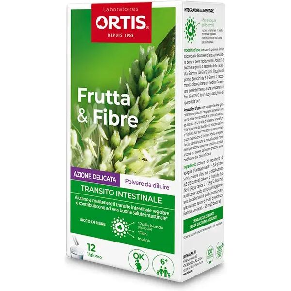 ortis frutta&fibre azione delicata integratore per il transito intestinale 12 bustine