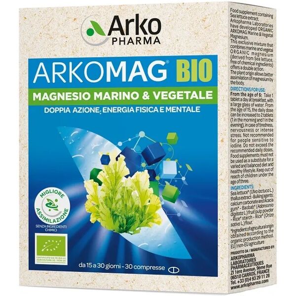 arkopharma arkomag bio integratore di magnesio contro stanchezza e nervosismo 30 compresse