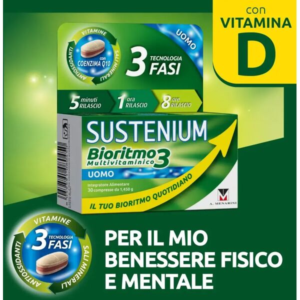 sustenium bioritmo 3 multivitaminico uomo integratore con cenzima q10 30 compresse