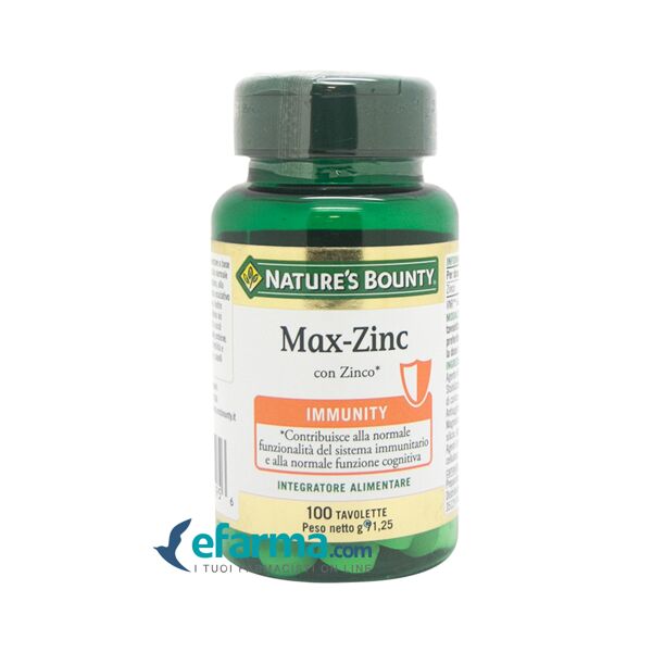 nature's bounty max-zinc integratore difese immunitarie 100 tavolette