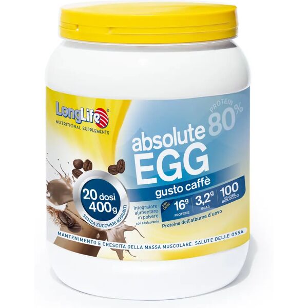 longlife absolute egg caffè integratore di proteine in polvere 400 g