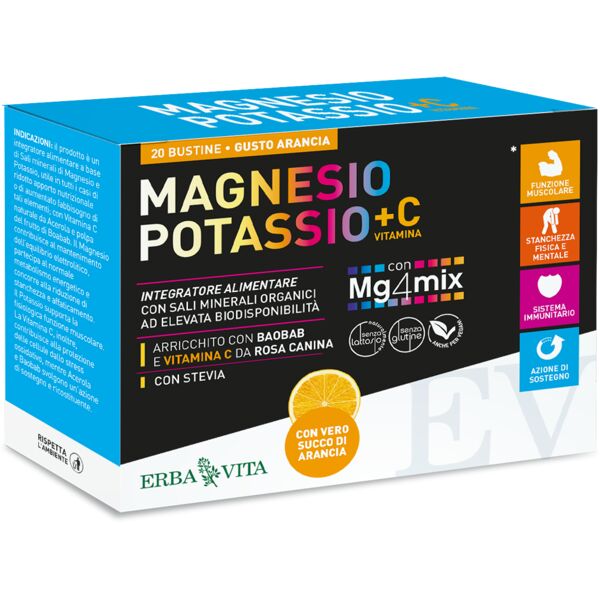 erba vita magnesio e potassio + vitamina c integratore gusto arancio 20 bustine