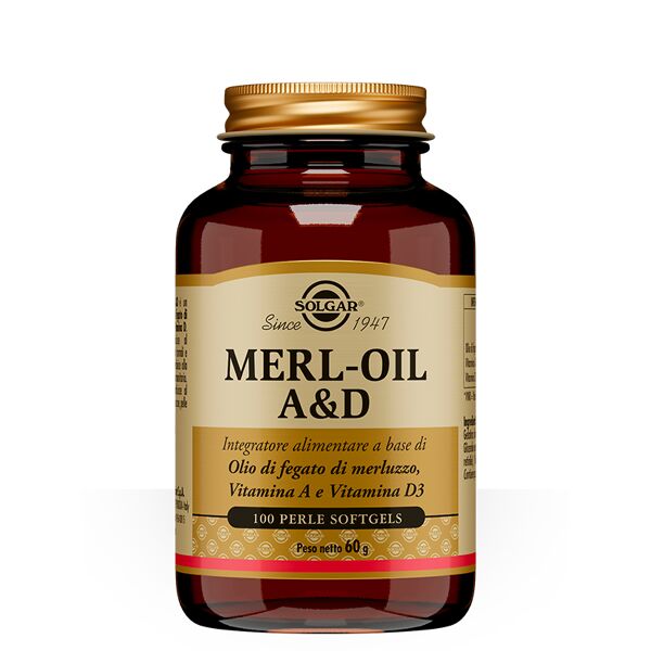 solgar merl-oil a&d integratore di olio di fegato di merluzzo 100 perle