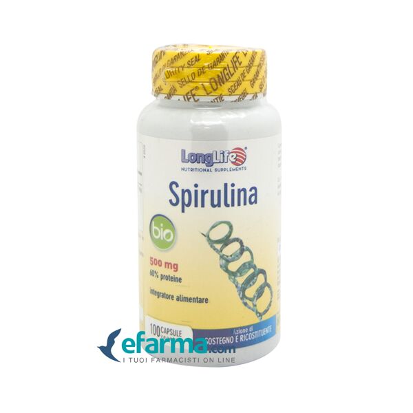 longlife spirulina bio 500 mg integratore 100 capsule vegetali
