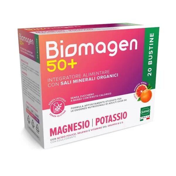 biomagen plus biomagen 50+ integratore magnesio e potassio senza zuccheri 20 bustine