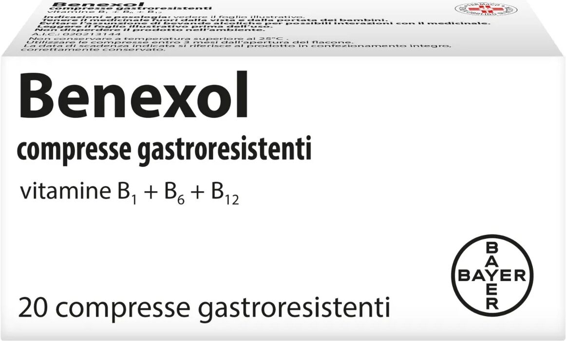 benexol trattamento per carenza di vitamine gruppo b con vitamina b1, b6, b12 20 compresse gastroresistenti