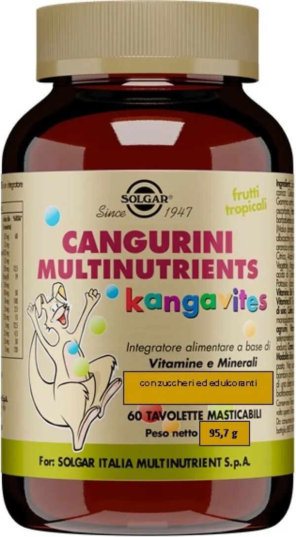 solgar cangurini multinutrients frutti tropicali integratore vitamine 60 tavolette masticabili