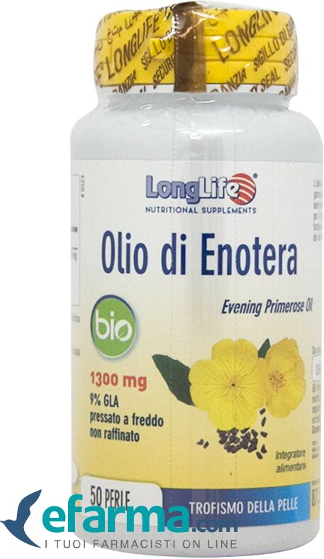 longlife olio di enotera bio 1300 mg integratore trofismo della pelle 50 perle