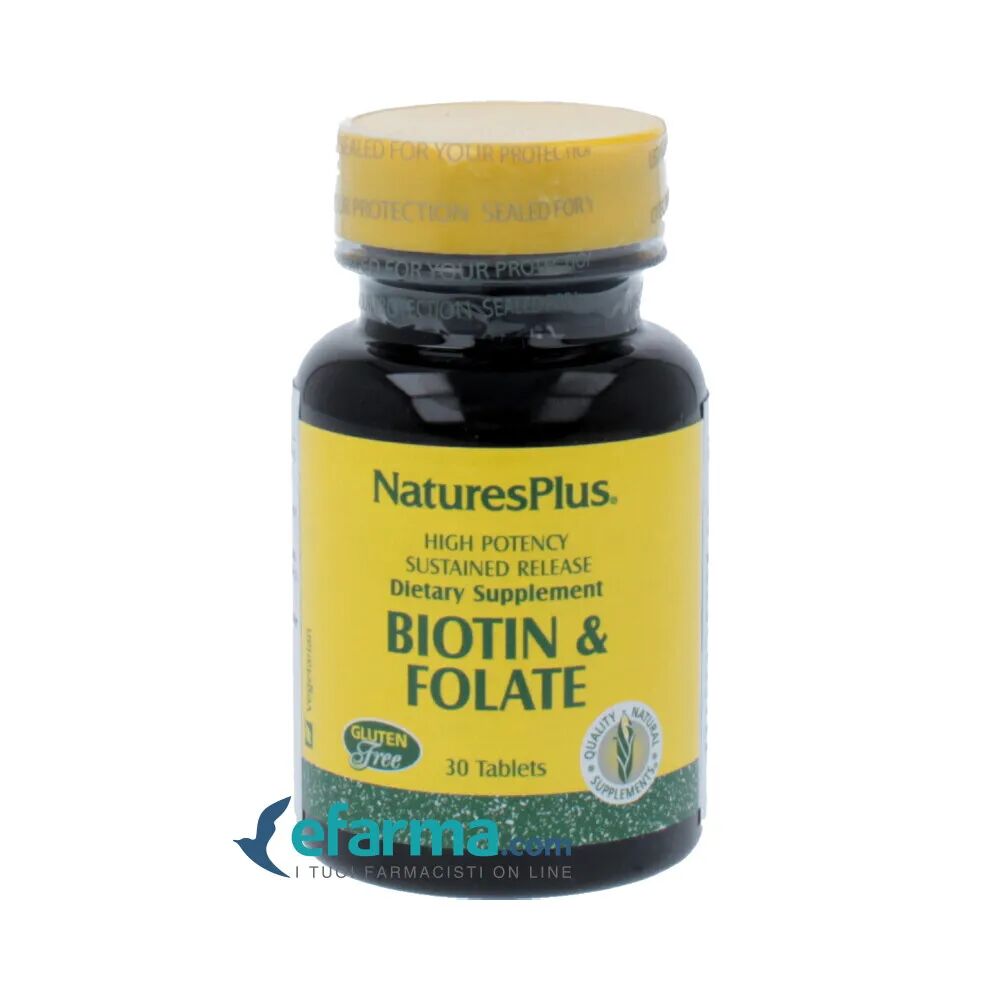 nature's plus biotina e acido folico integratore 30 tavolette