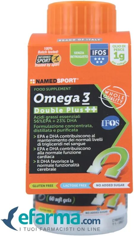 named sport omega 3 double plus++ integratore di acidi grassi 60 soft gel