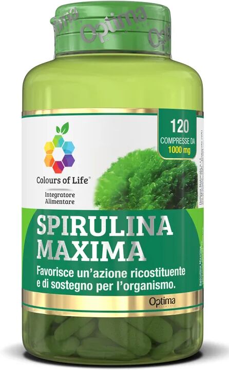 colours of life optima spirulina maxima integratore ricostituente 120 compresse