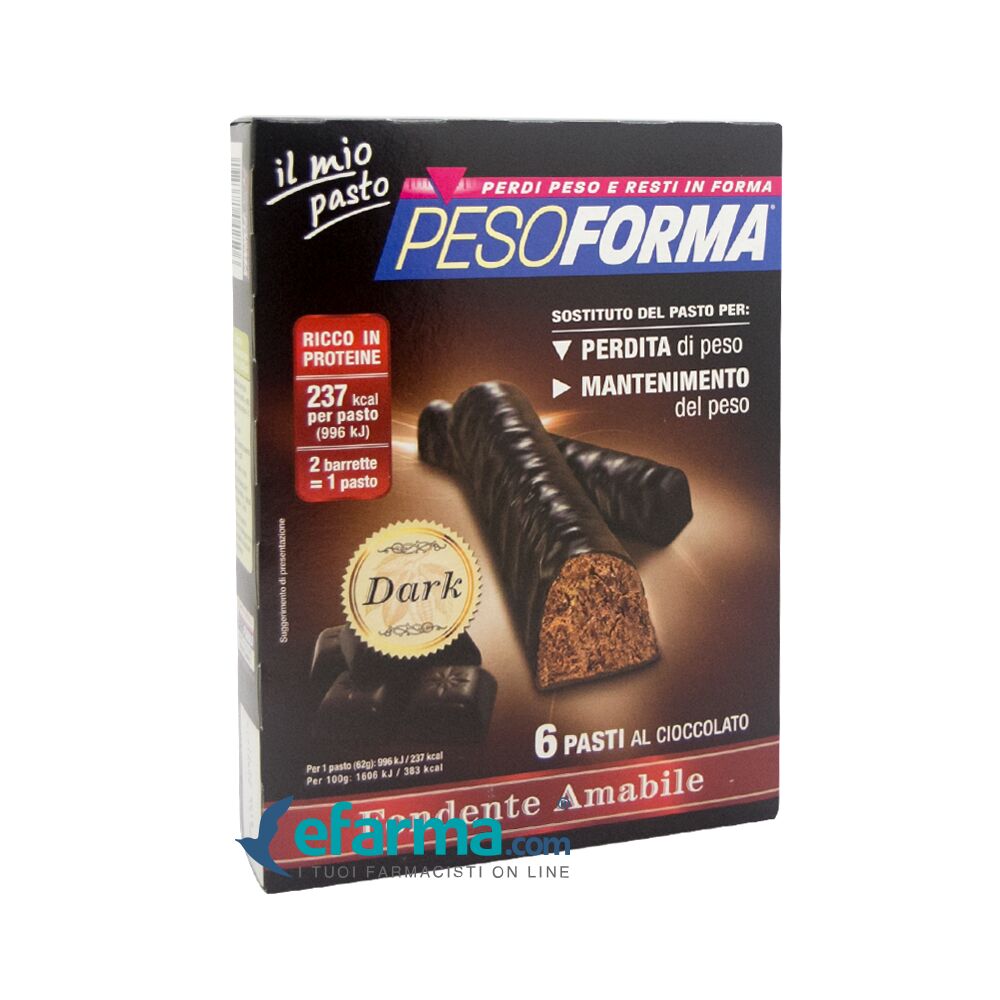 pesoforma barrette al cioccolato fondente amabile 6 pasti