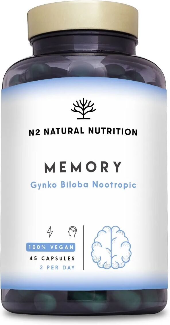 n2 natural nutrition ginkgo biloba e nootropi integratore per la memoria vegan 45 capsules