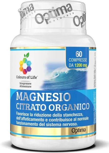 colours of life optima naturals magnesio citrato integratore sistema nervoso 60 compresse