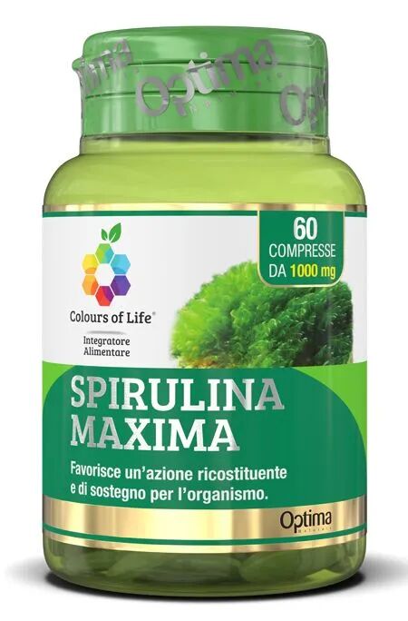 colours of life optima spirulina maxima integratore ricostituente 60 compresse