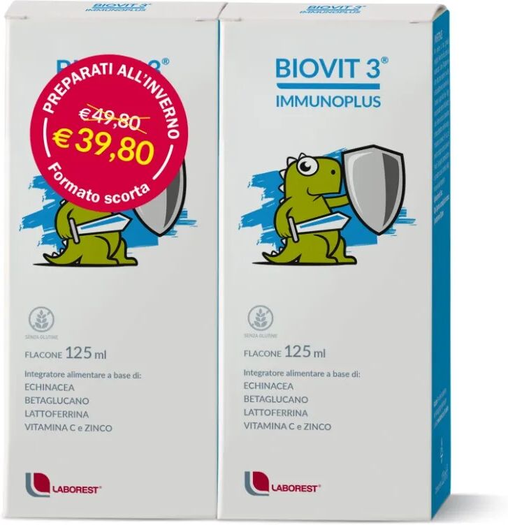 laborest biovit 3 immunoplus integratore per difese immunitarie bambini promo bipacco 2x125 ml