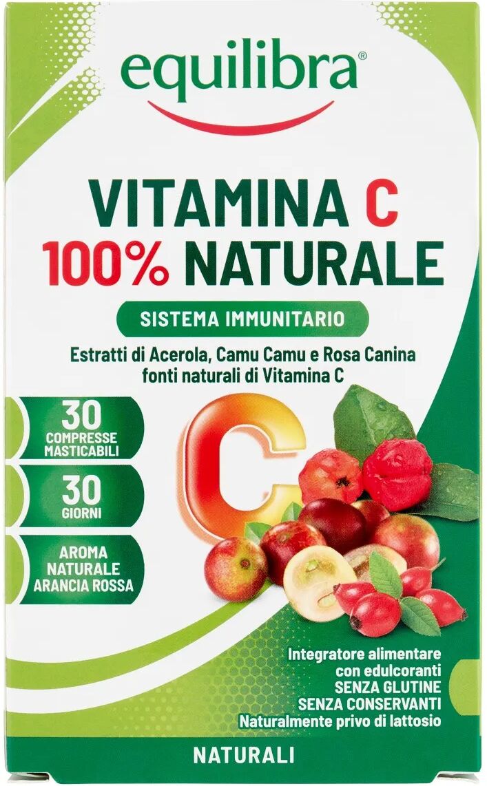 equilibra vitamina c 100% naturale integratore antiossidante 30 compresse masticabili