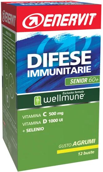 enervit difese immunitarie senior 60+ integratore di vitamine e minerali gusto agrumi 12 bustine