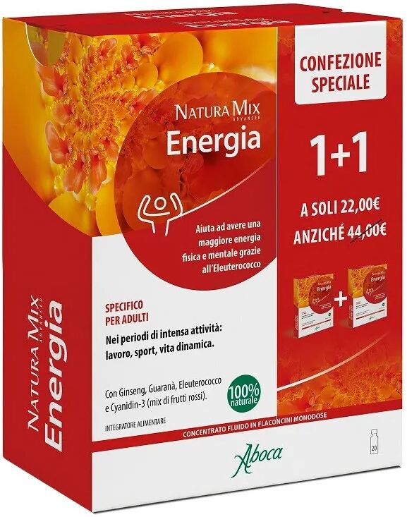 aboca natura mix advanced energia fisica e mentale promo bipacco 10 + 10 flaconcini in regalo