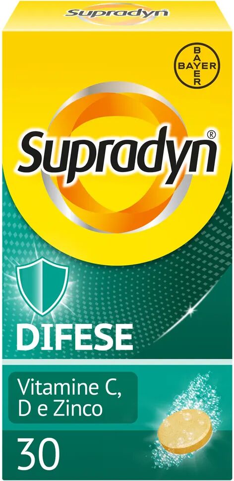 supradyn difese adulto integratore sistema immunitario con vitamina c, d e zinco 30 compresse effervescenti