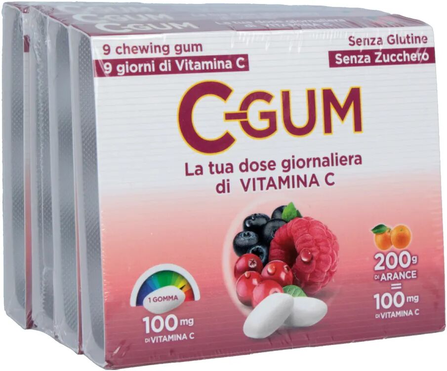 c gum frutti rossi integratore in chewingum di vitamina c gomme tripacco 9+9+9