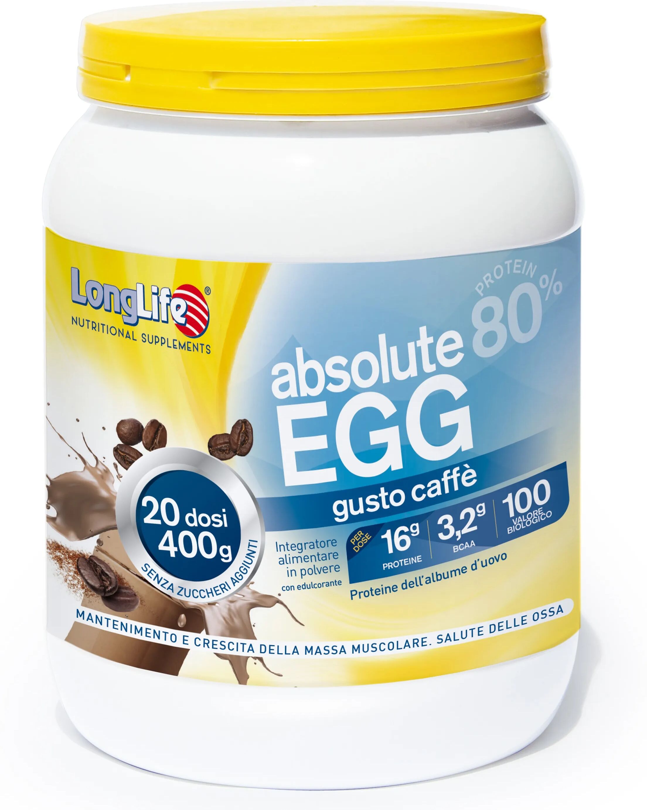 longlife absolute egg caffè integratore di proteine in polvere 400 g