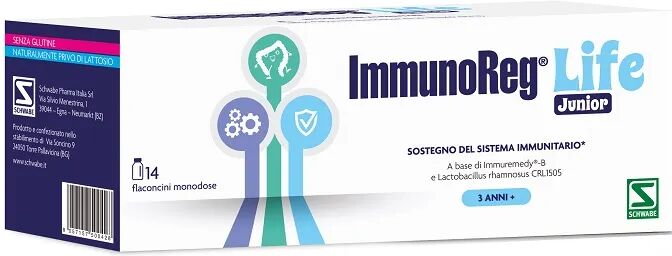 schwabe pharma italia immunoreg life junior integratore per difese immunitarie 14 flaconcini