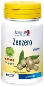 longlife zenzero 500 mg integratore antinausea 60 capsule