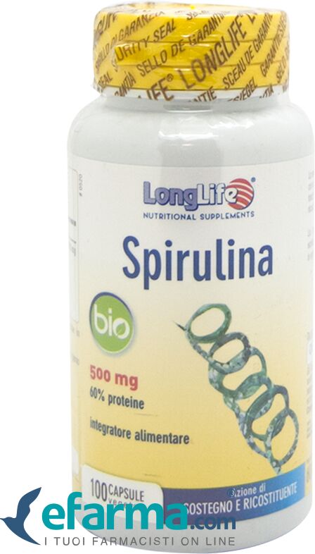 longlife spirulina bio 500 mg integratore 100 capsule vegetali