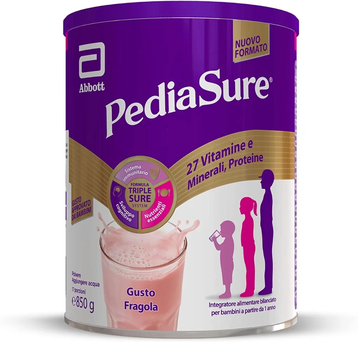 pediasure crescita e sviluppo integratore alimentare per bambini fragola 850g