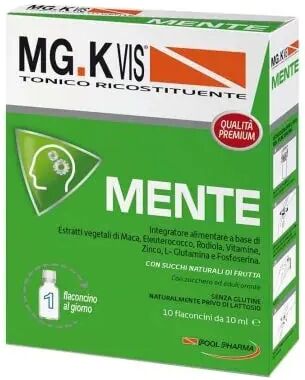 pool pharma mg-k vis mente integratore tonico ricostituente 10 flaconcini