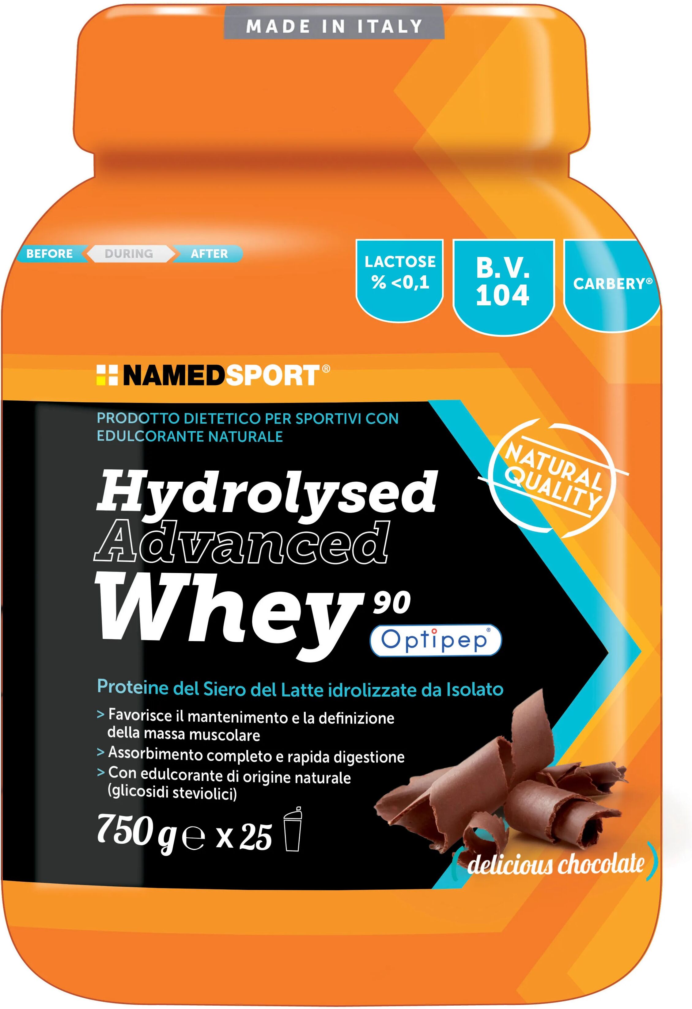 named sport hydrolysed advanced whey delicious chocolate integratore proteico 750 g