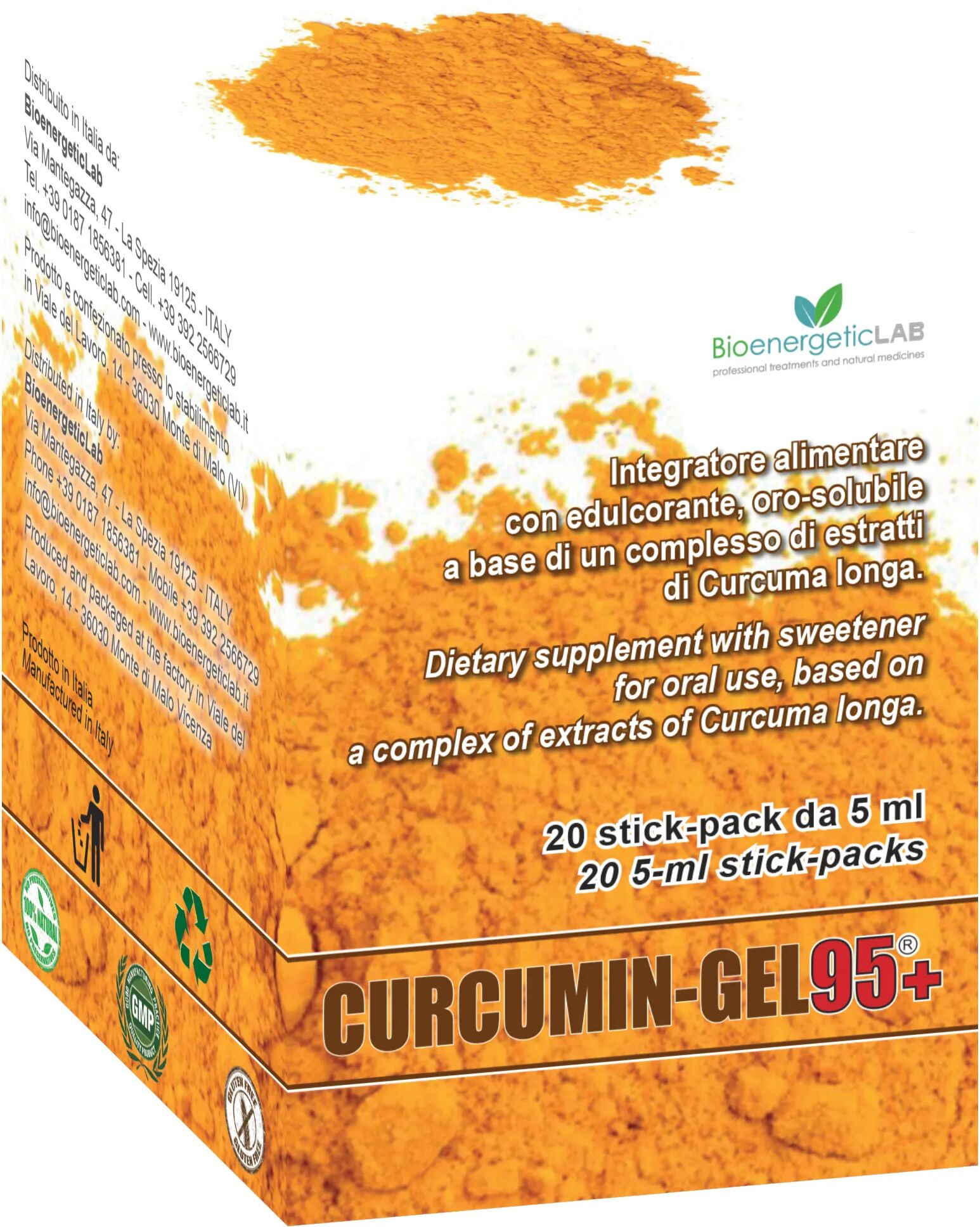 curcumin-gel 95+ integratore di curcuma bevibile 20 stick-pack