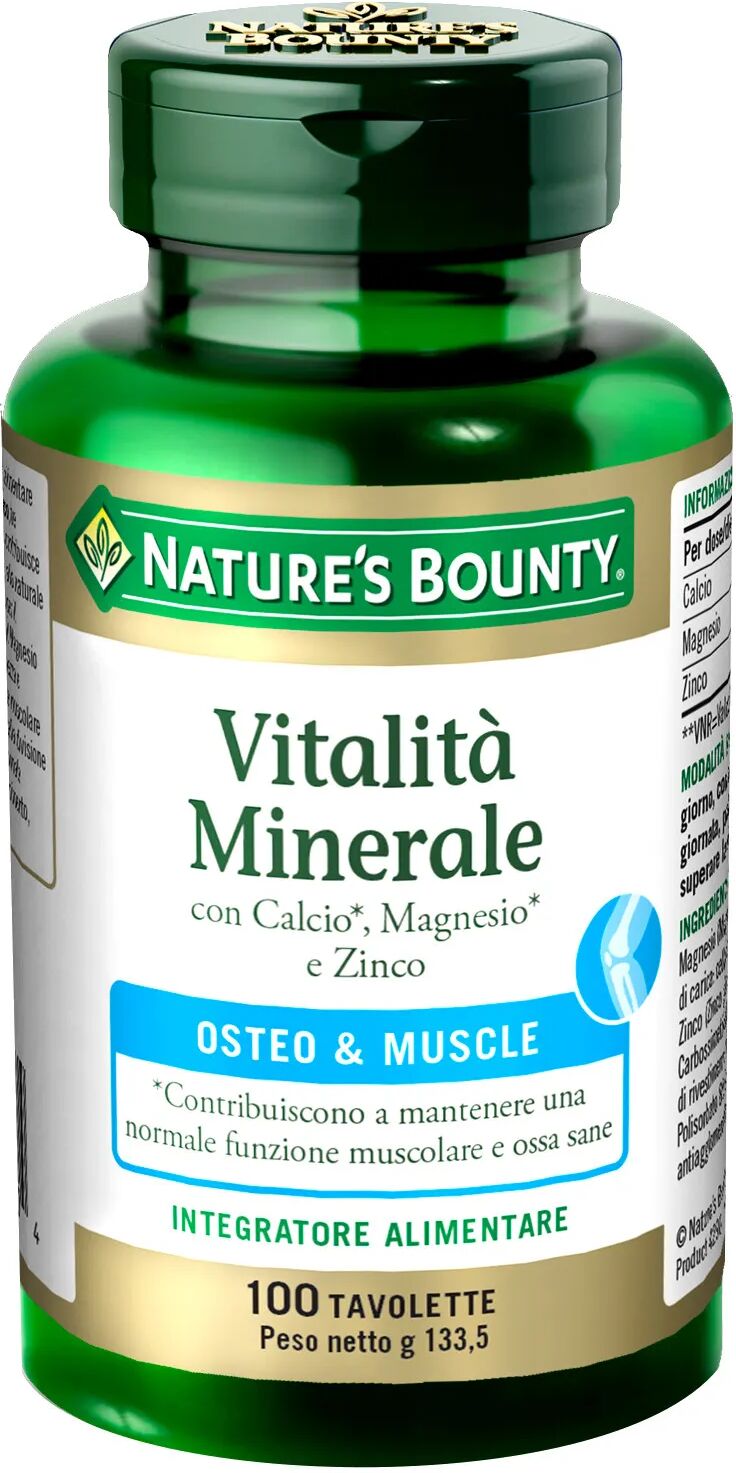 nature's bounty vitalita' minerale integratori muscoli e ossa 100 tavolette