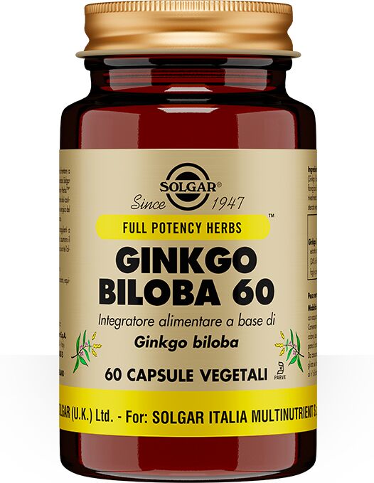 Solgar GinkGo Biloba 60 Integratore Microcircolo 60 Capsule Vegetali