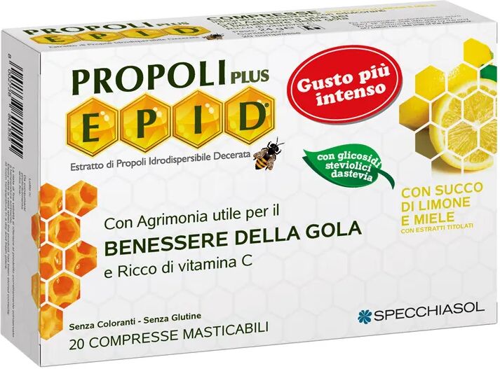 Specchiasol Epid Compresse Limone e Miele Integratore Gola 20 Compresse Masticabili