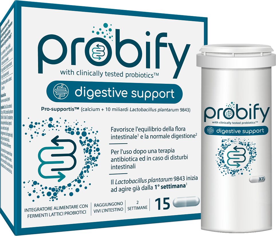 Probify Digestive Support Fermenti Lattici Per L'equilibrio Della Flora Intestinale E Digestione 15 Capsule